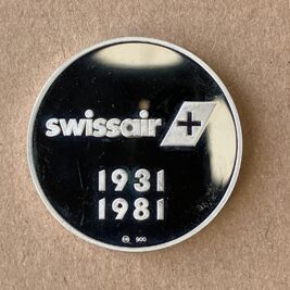 Medaille 50 Jahre Swissair 40 Gramm